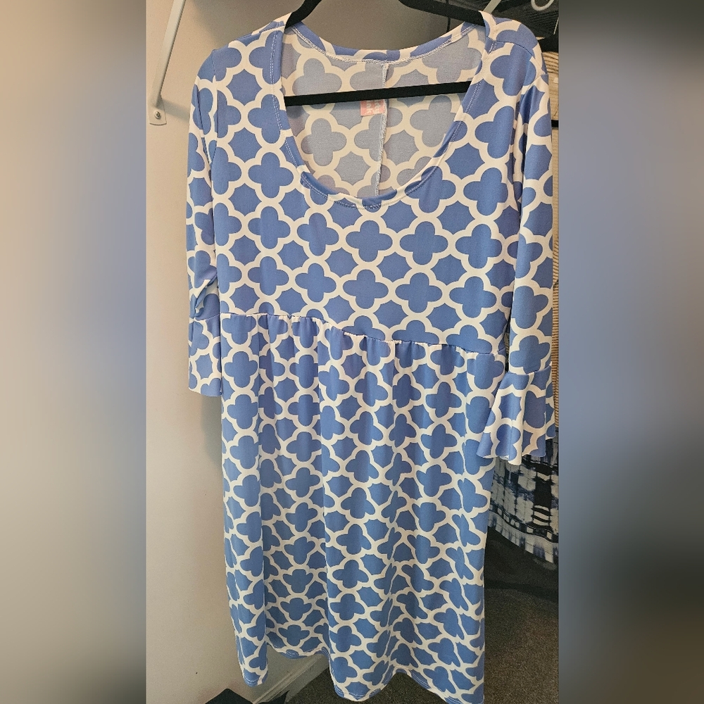 Blue and white dress